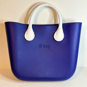 O Bag Italy Blue Waterproof Purse White Handles Removable Lining